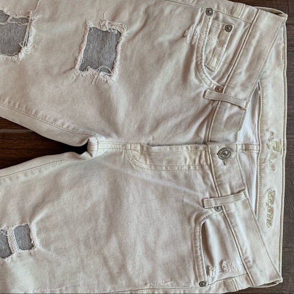 7 for all Mankind Cream Grey Distressed 32” LONG - Picture 3 of 8
